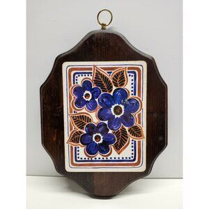 Handmade Wooden Wall Plaque Retro Floral NYC Made Vintage 70s